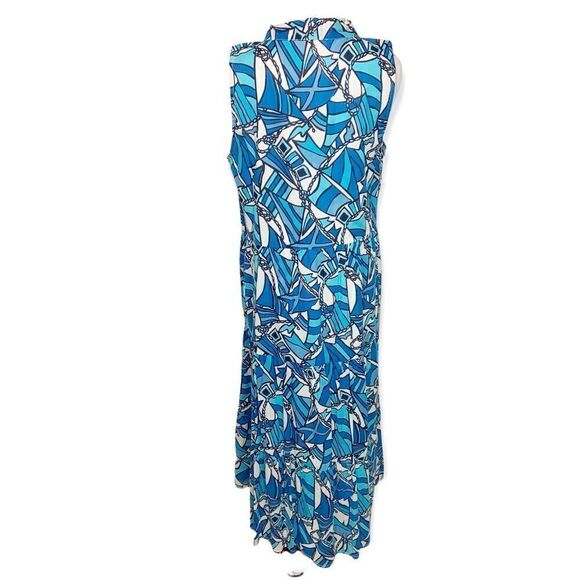 NWT STS Sails to Sable Flag Print Midi Dress in Blue Size Small (B13) - Picture 3 of 8